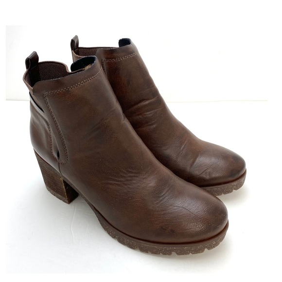 KORKS Elsie Ankle Chunky Heel Booties in Brown Size 10 - Picture 4 of 14